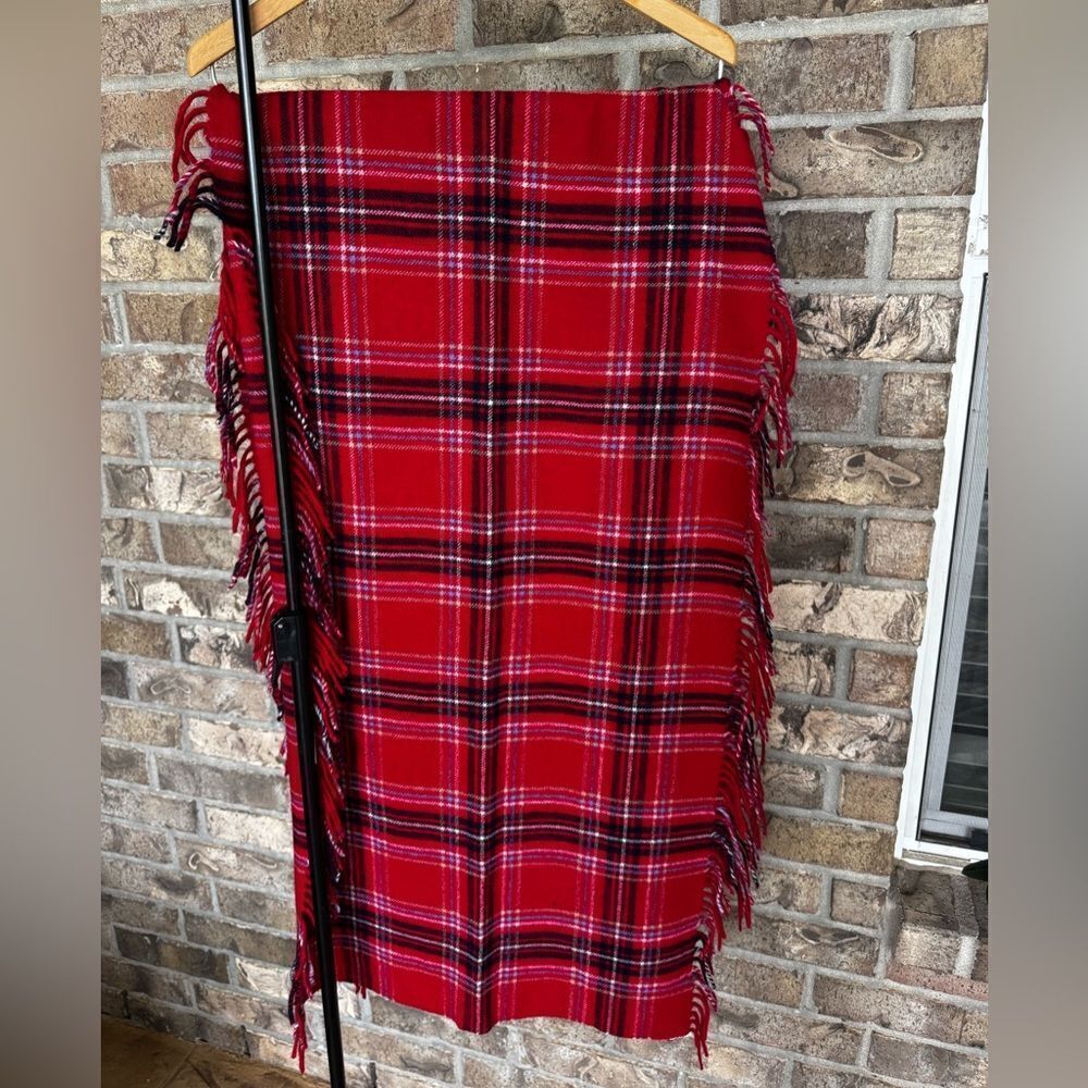 Talbots Red Plaid Wool Scarf – 100% Wool